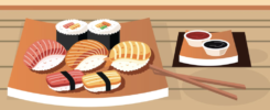 寿司と巻き寿司のイラスト