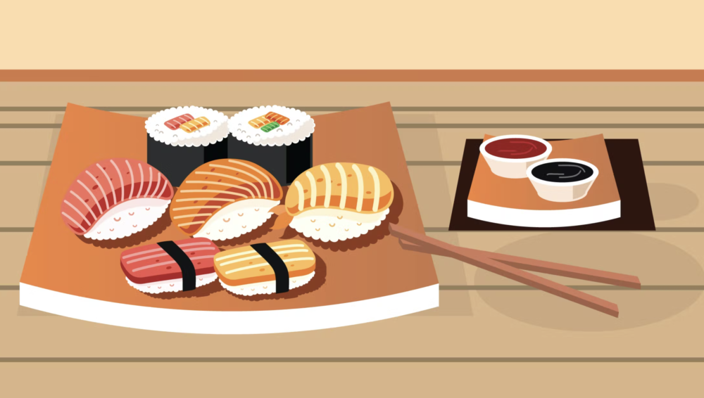 寿司と巻き寿司のイラスト